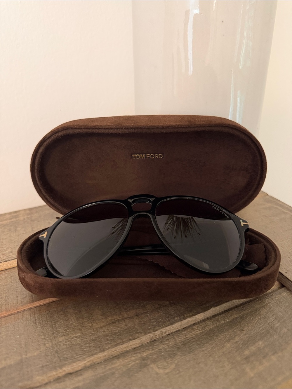 Tom Ford Black and Gold Aviator Sunglasses